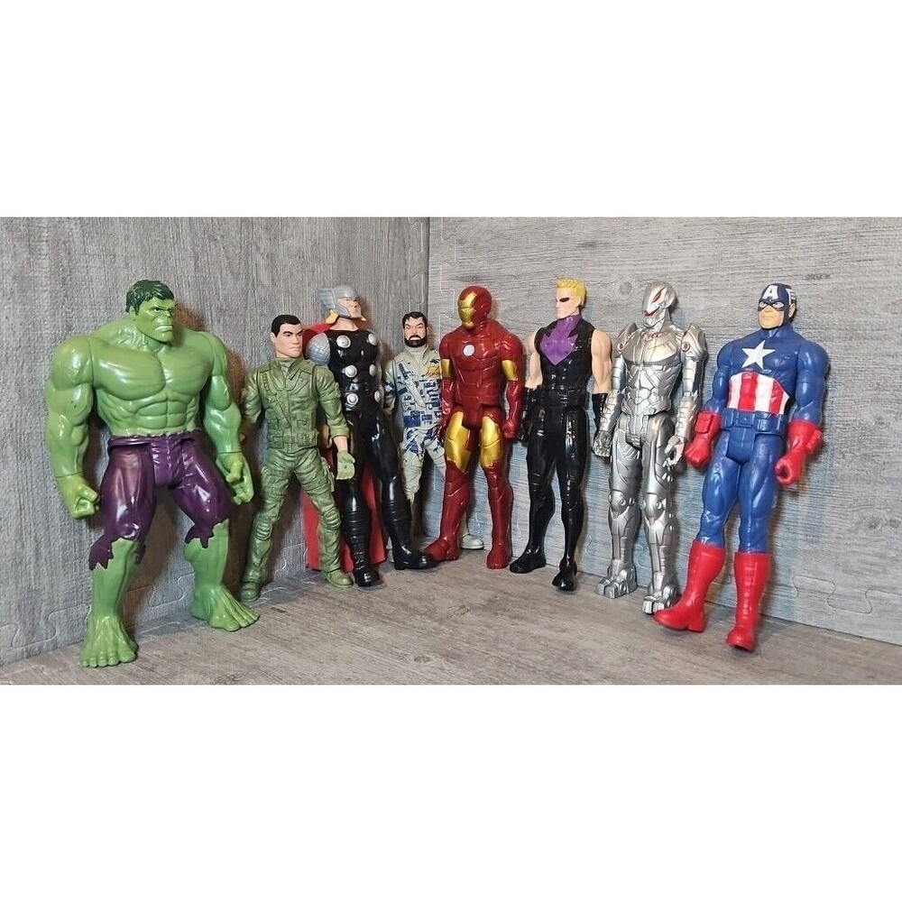 Super Hero Action Figure Toy Lot Marvel DC Hulk Iron Man Captain America 11" 10"